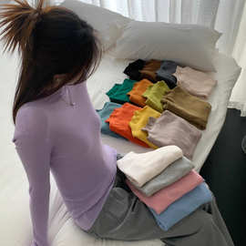 港米服饰/半高领羊毛打底衫女秋冬套头长袖内搭显瘦针织羊