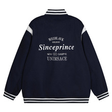 原创潮牌美式学院风刺绣棒球服男装春秋宽松撞色立领夹克外套男女