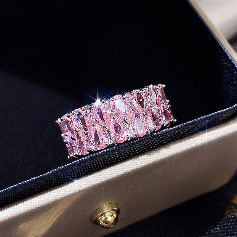 Luxurious Double Row Zircon Ring With Full Diamond Detail For Women_voghion.com