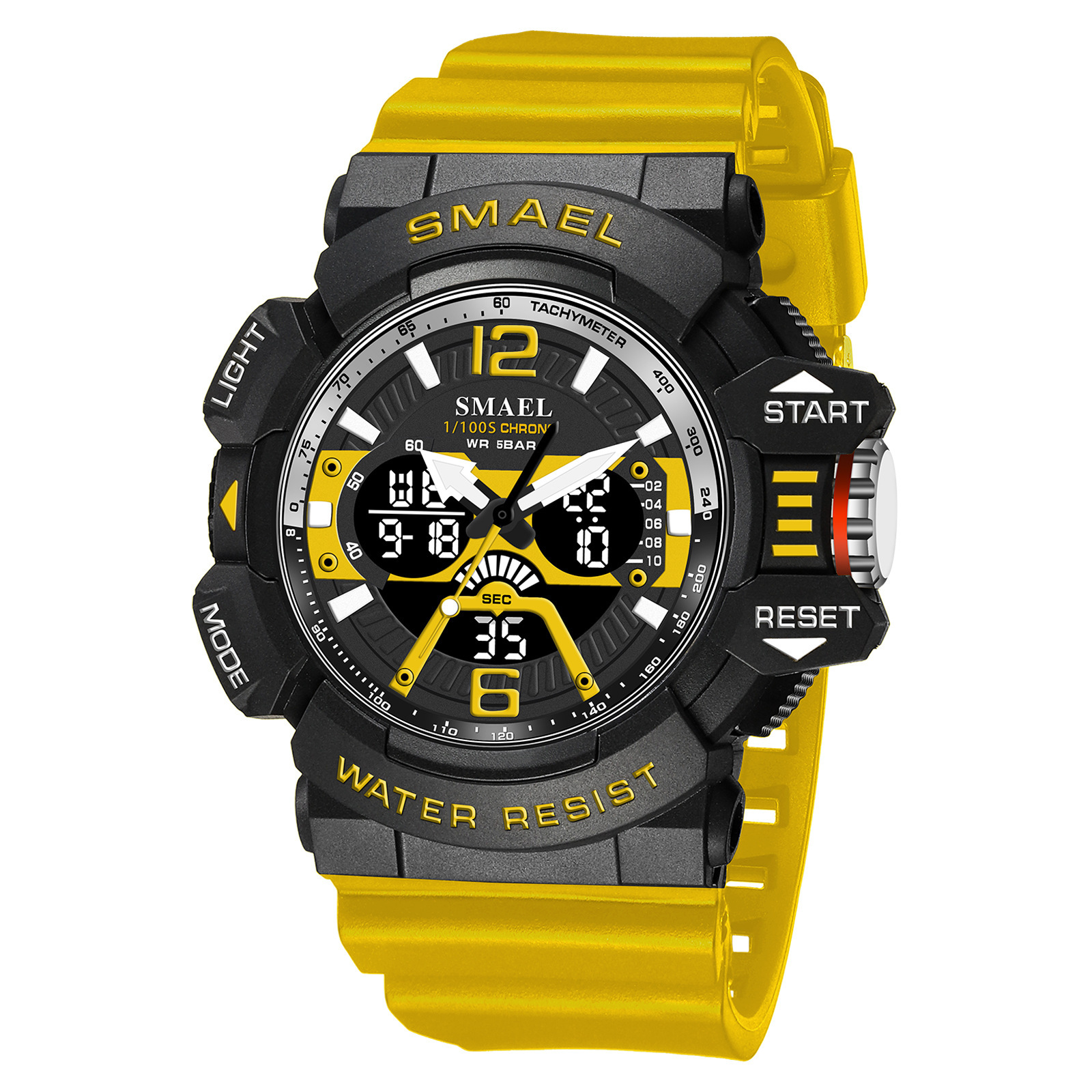SMAEL Smale nueva tendencia estudiante deportes al aire libre impermeable cronómetro multi-energía cinética doble pantalla reloj electrónico 8065
