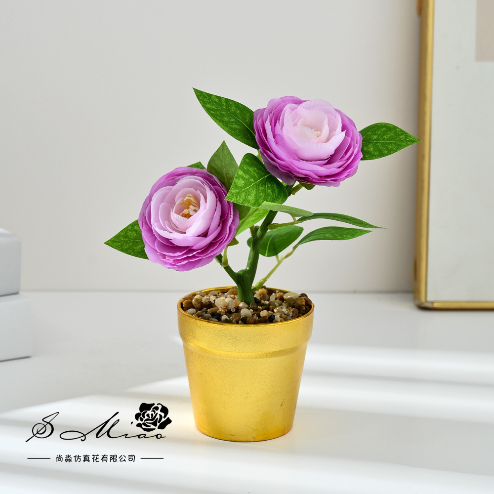 Camellia transfronteriza de dos extremos pequeño bonsai moda imitación maceta flores falsas decoración del hogar fotografía de bodas adornos de flores artificiales image 11