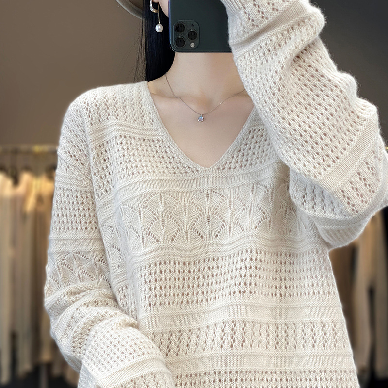 Autumn elegant fashionable solid color woolen knitted sweater