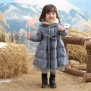 Children's Winter White Duck down Coat for Girls with Mesh Skirt, Mid-Length, Stylish Thickened Outerwear for Babies, Trendy and Filled with down