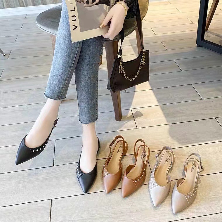 fashionable casual women's sandals pointed-toe low-cut flat