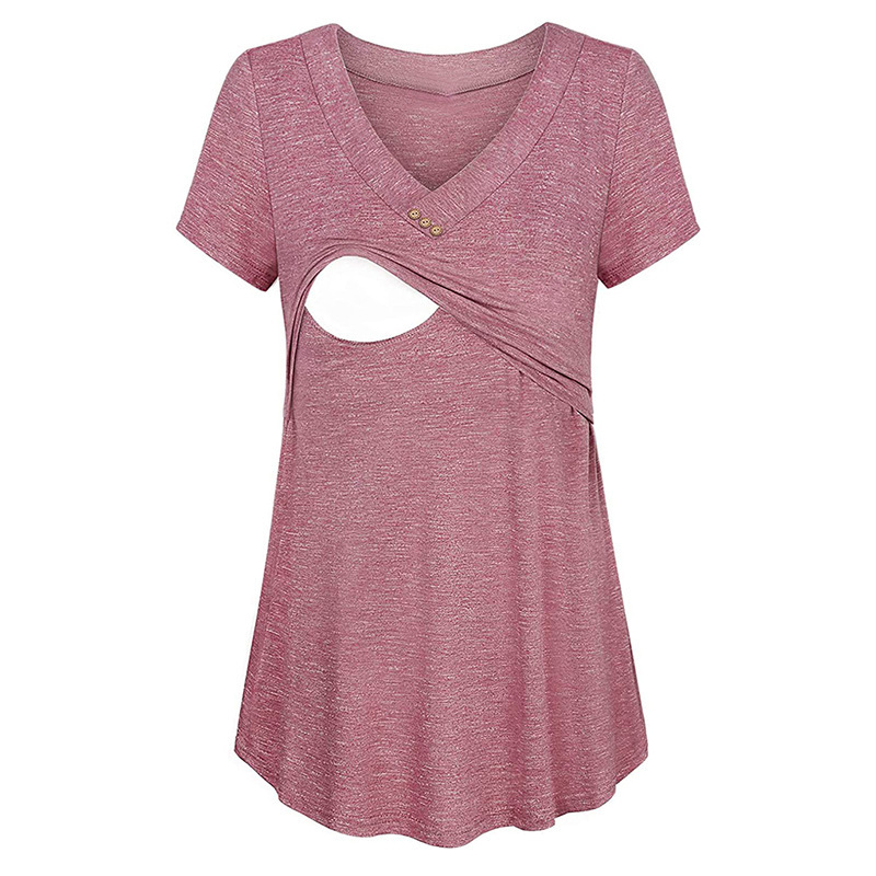 European and American 2021 AliExpress Amazon wish Summer Short-sleeved V-neck Lactation Pregnant Women's Top T-shirt European and American 2021 AliExpress Amazon wish Summer Short-sleeved V-neck Lactation Pregnant Women's Top T-shirt