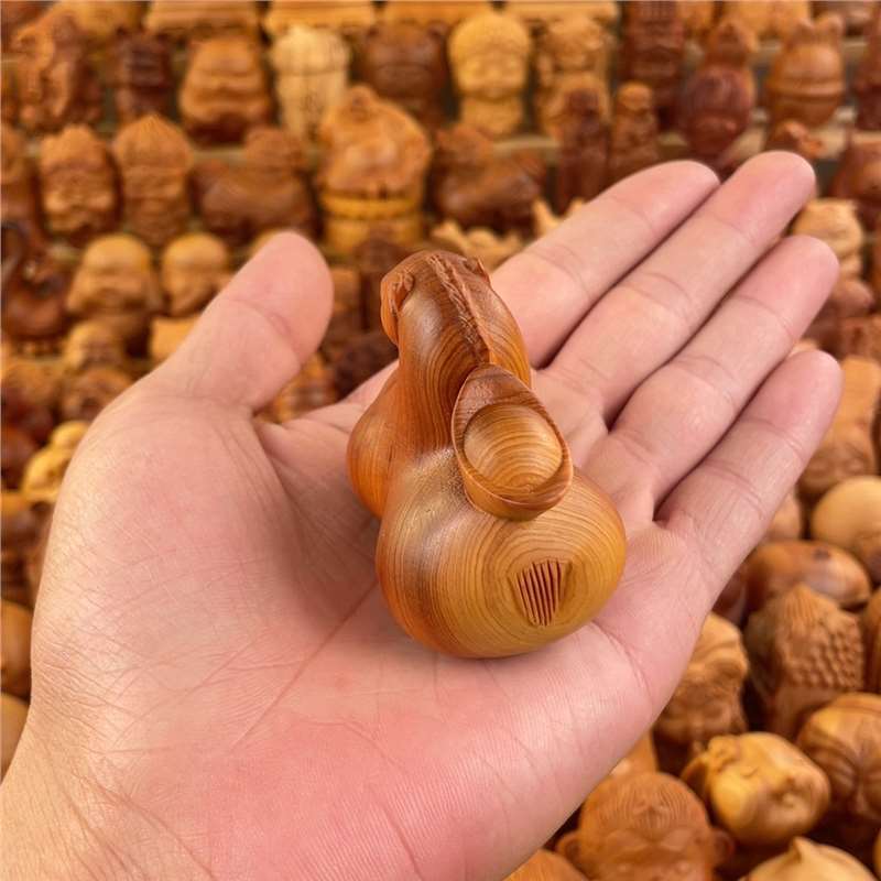 天然崖柏木雕唐马文玩手把件生肖马到成功马上有钱家居桌面小摆件|undefined