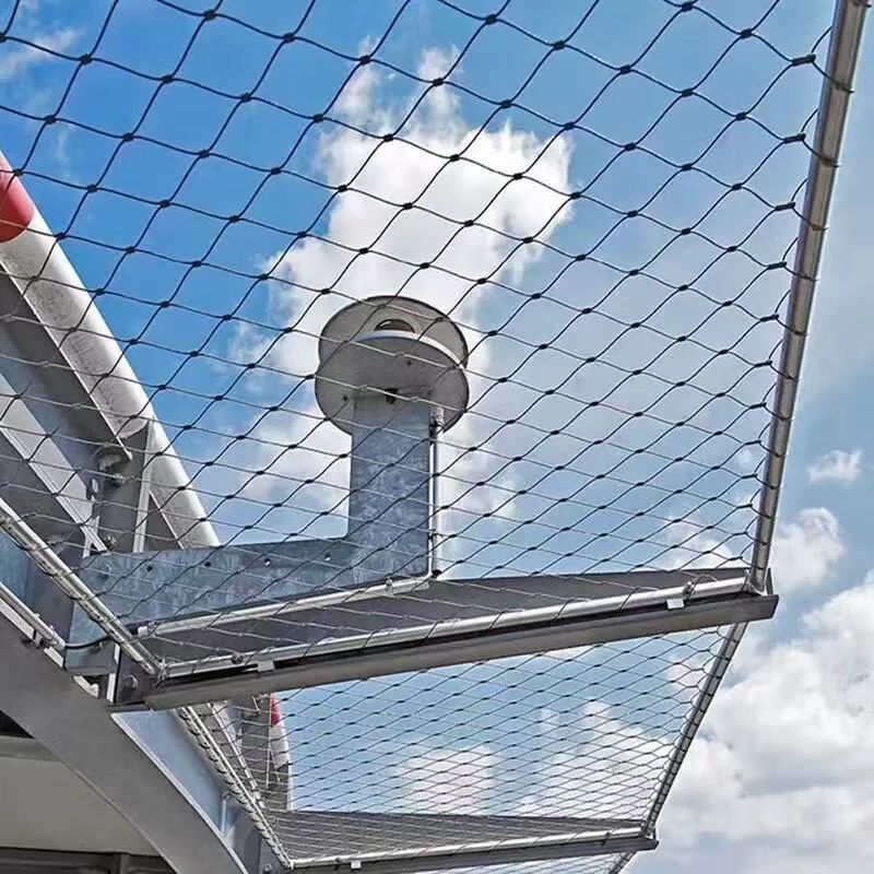 卡扣式不锈钢绳网动物园养殖防护网高空安全防坠网井盖钢丝绳网兜