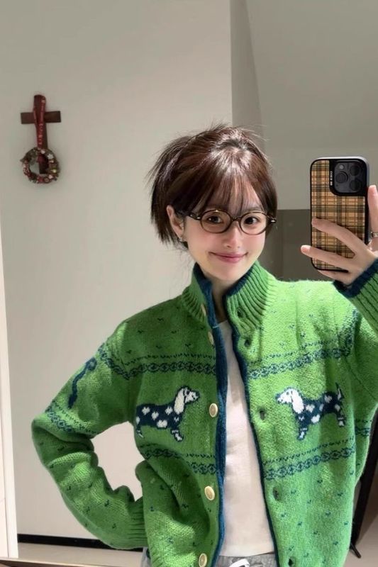 圣诞绿色毛衣女2025春秋季费尔岛复古氛围感穿搭上衣针织开衫外套|undefined