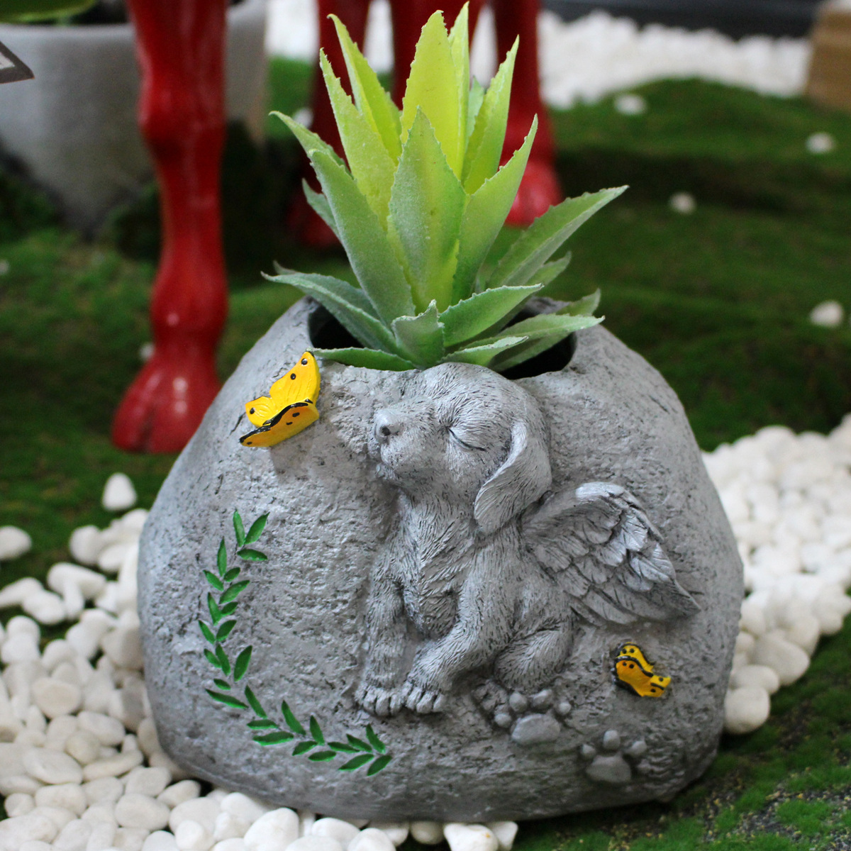  pet dog tombstone creative flower pot resin simulation commemorative stone cat small animal sacrifice tablet flower pot now