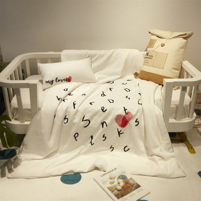 Kids' 高端純棉雙層紗布活被套兒童蠶絲被 幼兒園床上小被子枕頭