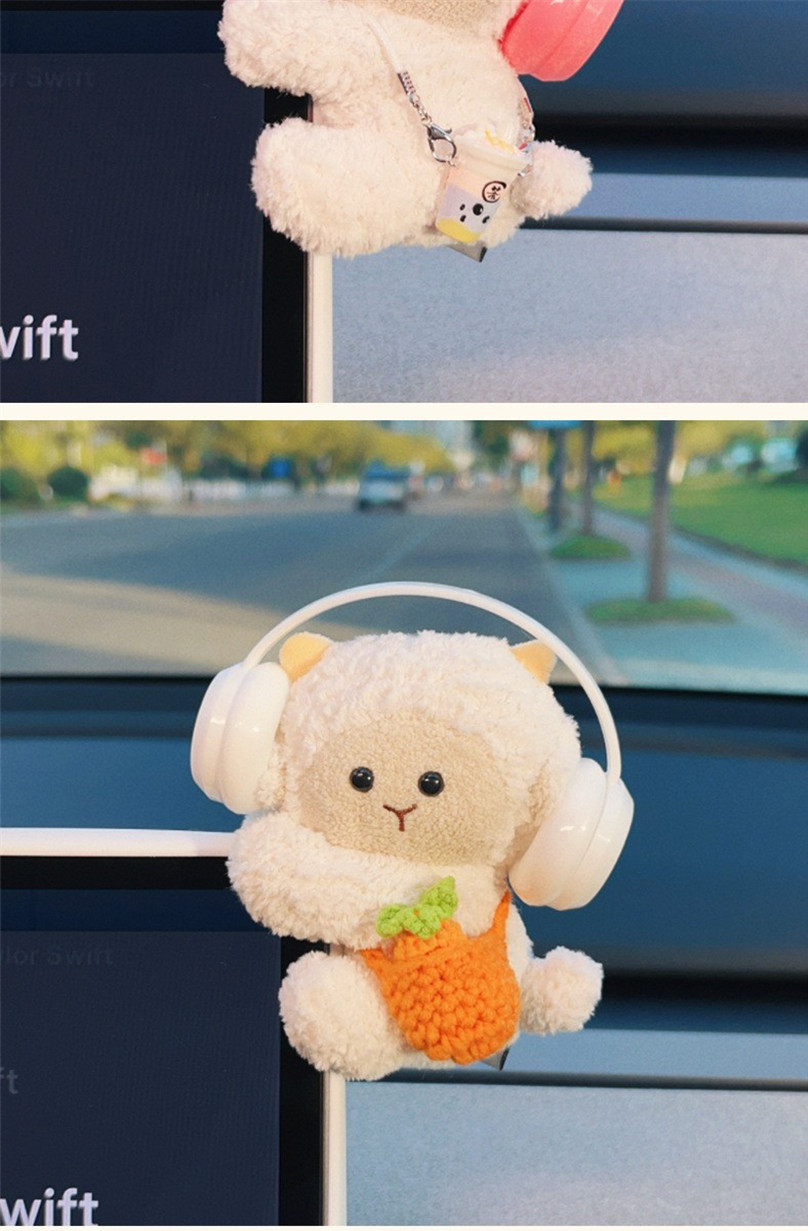 Car Ornaments, Cartoon Cute Plush Dolls, Car Center Console Screen, Car Interior Decorations, High-End Decorations for Women