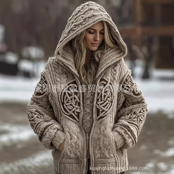 26 Amazon Independent Site Cross-Border European and American Viking Theme Printed Ethnic Style Women's Hooded Sweatshirt Xj 26 Amazon Independent Site Cross-Border European and American Viking Theme Printed Ethnic Style Women's Hooded Sweatshirt Xj