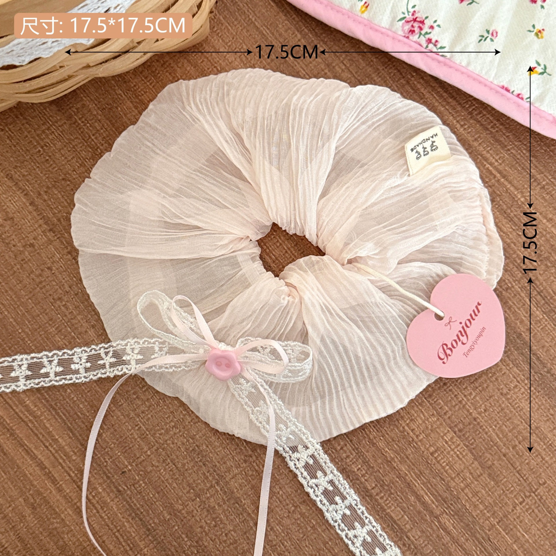 Estilo coreano de alta apariencia de encaje de intestino grueso banda de pelo accesorios para el cabello cuerda de pelo de corazón de niña de todo fósforo pequeño Qing nuevo tocado de cola de caballo de gran altura al por mayor