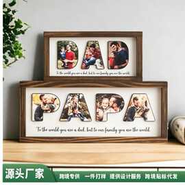 跨境母亲节父亲节纪念摆件字母照片礼物木制工艺品