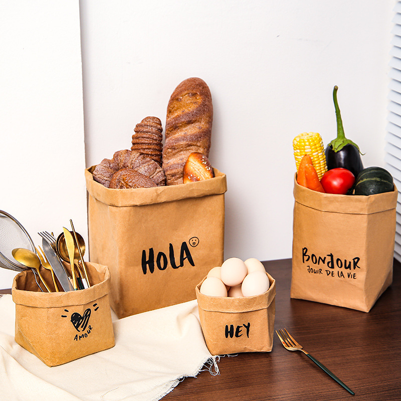 Bolsa de papel kraft lavable, bolsa de almacenamiento, almacenamiento en refrigerador, acabado de escritorio, engrosamiento, gran cubierta de maceta impermeable al por mayor