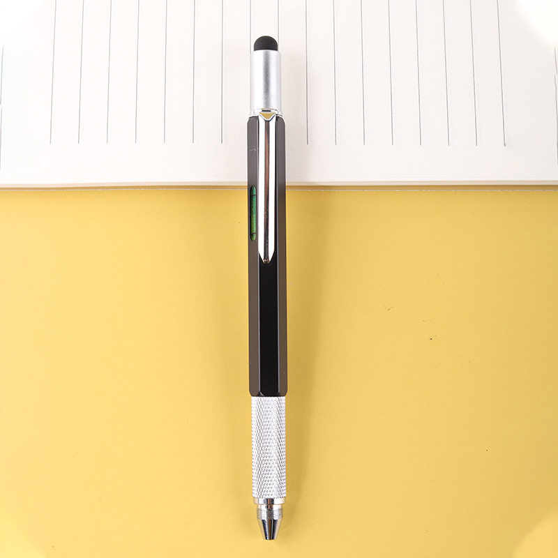 Medidor de nivel de escala Stylus Rotary multi-función herramienta de la pluma del metal suave bolígrafo