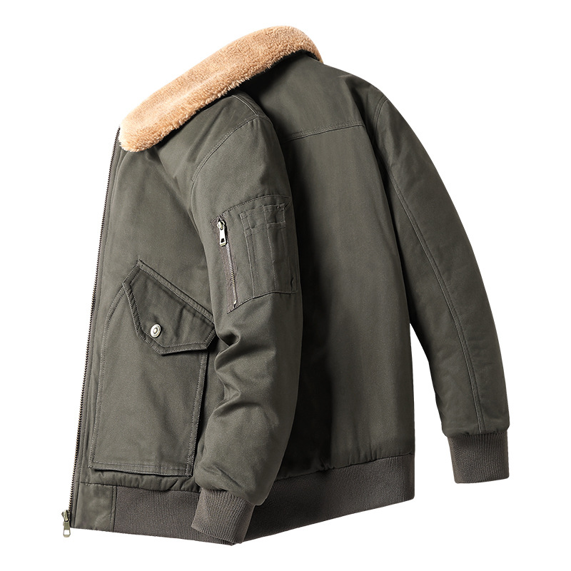 Chaqueta de hombre de comercio exterior transfronterizo Amazon hombre chaqueta cálida de invierno con solapa de algodón de lana chaqueta casual hombre