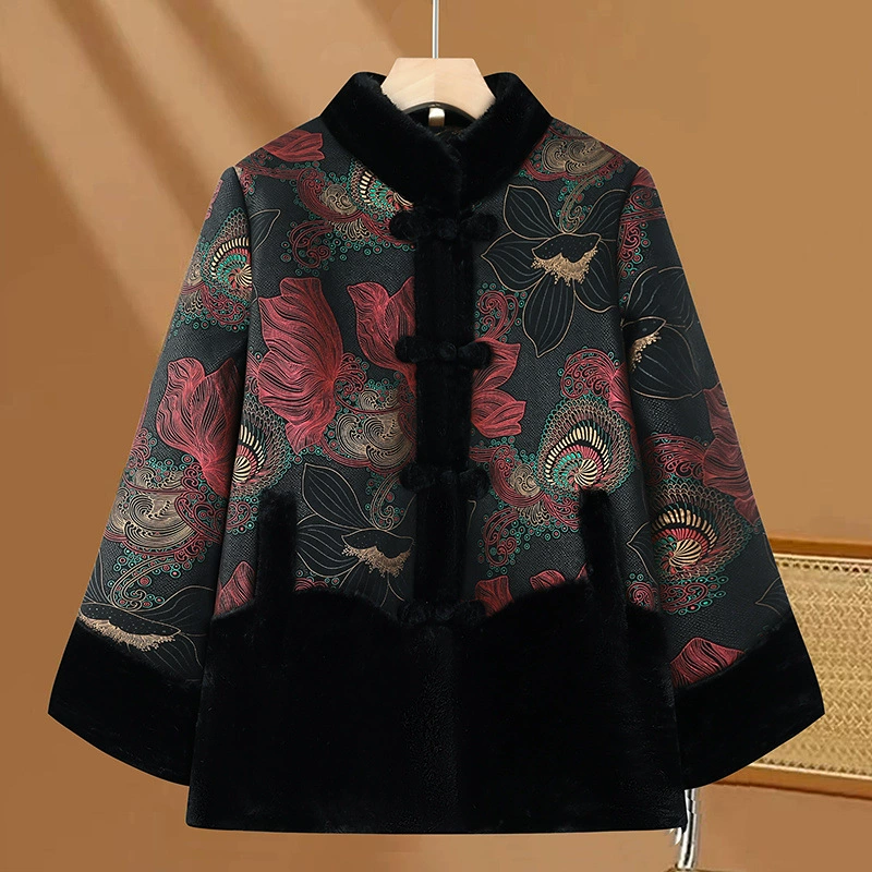 Fleece keep warm down jacket, for middle age, increased thickness