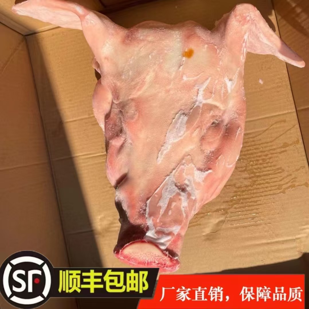 冻货冷冻品熟猪头肉带去骨鸿运当头带耳去耳头皮20斤一件批发零售