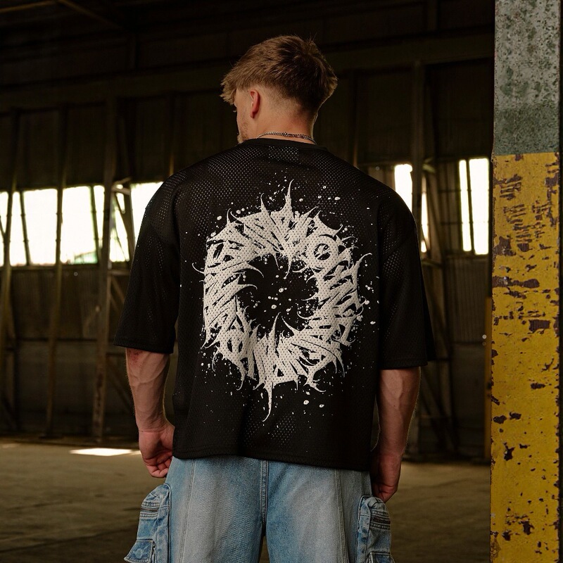 Youngla New Men's T-Shirt Jogger Muscle Sports Fitness Quick-Drying Breathable Printed Casual Trend Short Sleeve