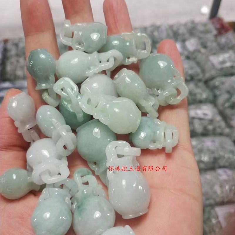 缅甸翡翠A货玉花瓶散珠diy车挂饰品配饰 翡翠玉平安花瓶耳环