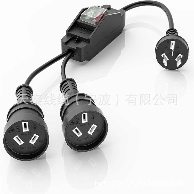 1-to-2电源延长线与开关，3针插头重型户外延长线天泰