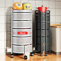 360度旋轉蔬菜置物架廚房落地多層多功能圓形 專用放菜籃子收納架