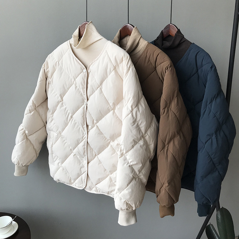 Women's Clothing Diamond plaid cotton coat _voghion.com
