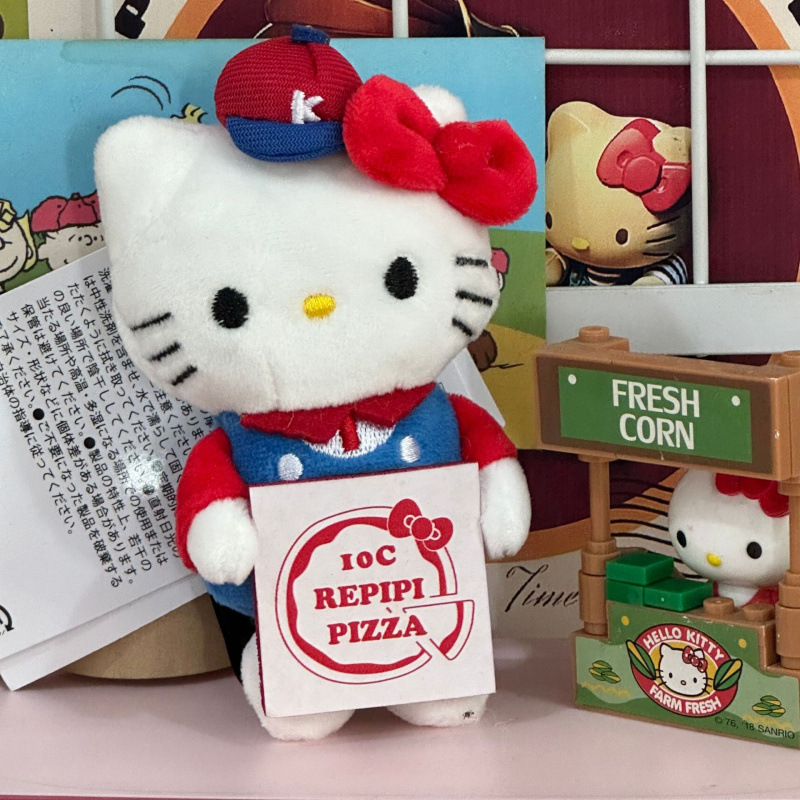 黑色草帽kitty帽宝宝挂件爱心扣公仔玩偶可爱赫本风挂饰钥匙扣|undefined