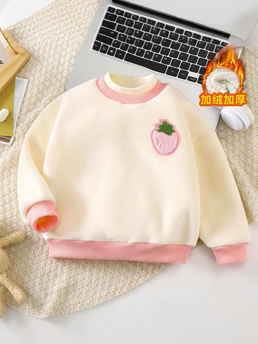 Autumn and winter baby semi-high collar men and women's base shirt and velvet top sweater New Year clothes cartoon children cartoon pattern