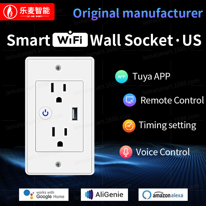 US Tuya WiFi Wall Socket with USB Ports Zigbee Matter Outlet