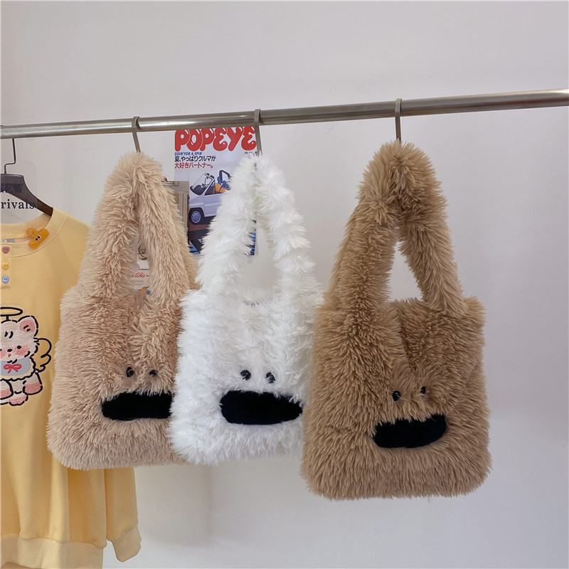 Funny plush cartoon one-shoulder bag