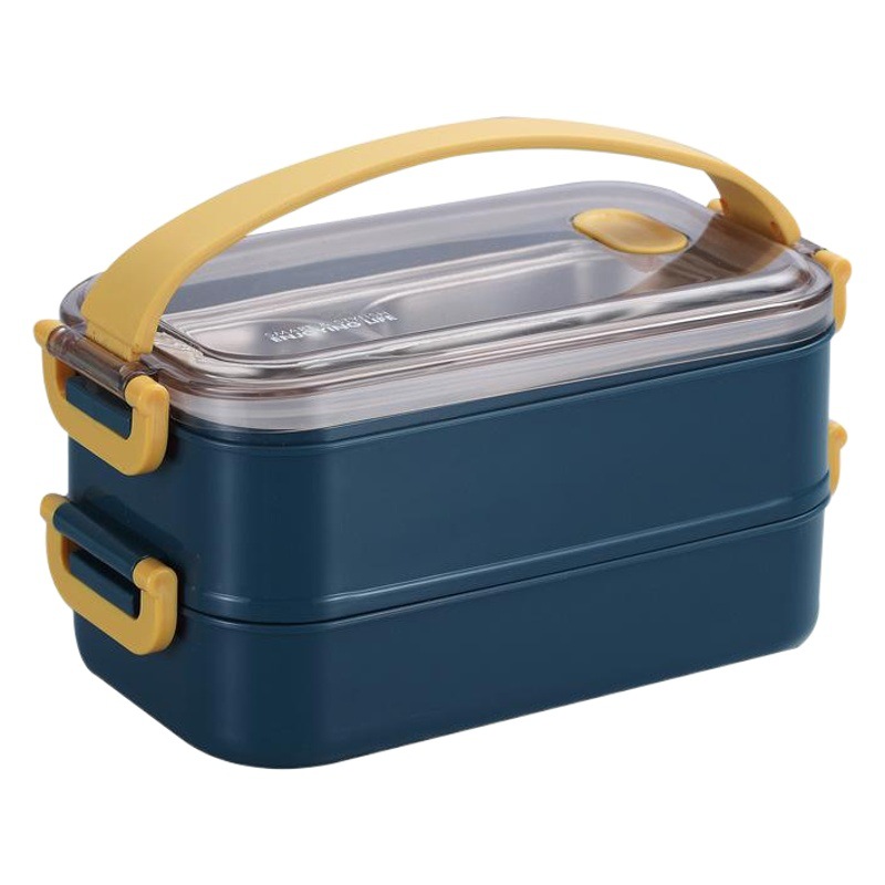 INS doble 304 de acero inoxidable aislado lonchera trabajador de oficina estudiante compartimiento lonchera de inyección de agua caja de almuerzo para adultos