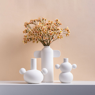 Modern Simple Binaural Floret Ceramic Hydroponic Ornaments Soft-fitting Crafts Living Room Bedroom Model Room Decorations