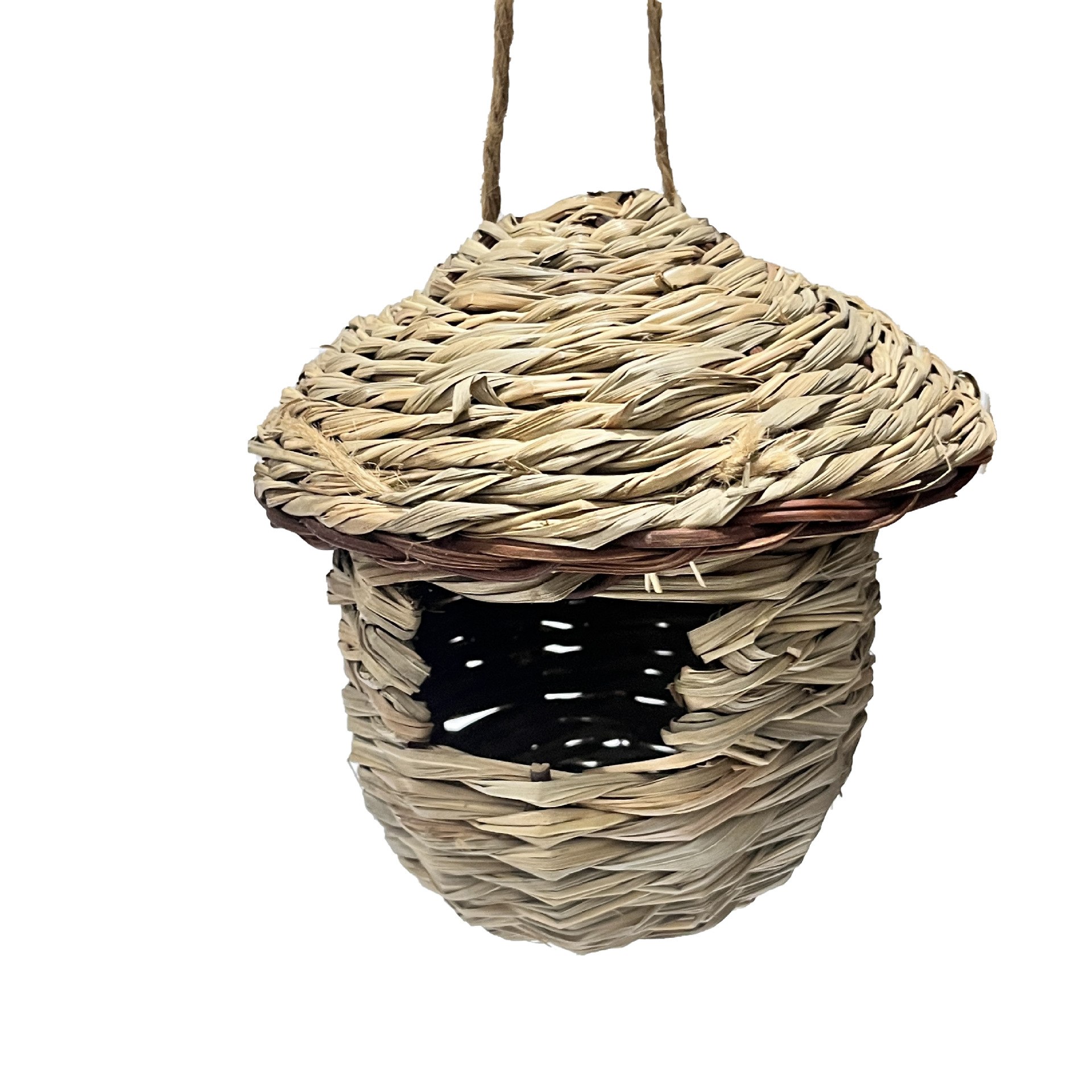 Nido de pájaro tejido de paja hecho a mano creativo cañas tejidas con hierba nido de pájaro casa de pájaro decoración de jardín nido de pájaro mascota al por mayor
