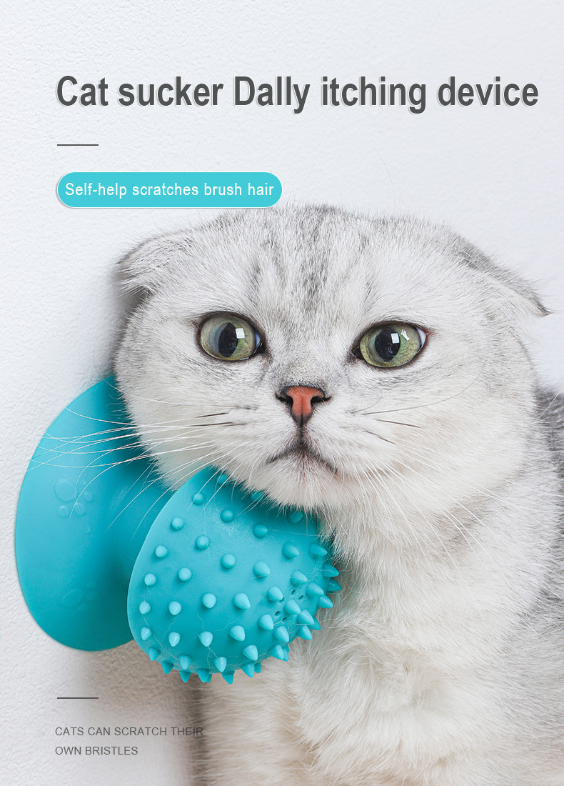 Pet Cat Suction Cup Brush - Gray