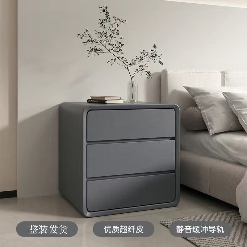 奶油收纳高级实木床头柜多功能极简简约现代卧室创意风轻奢感小型|undefined