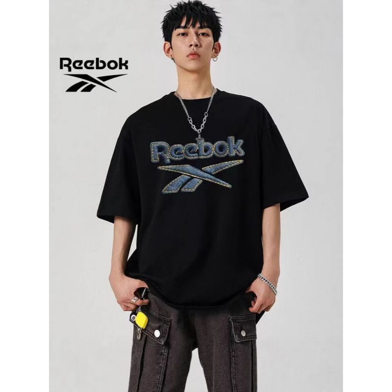 All Tags Intact, All Reebok Classic Pure Cotton Loose-Fitting Versatile Retro Plant and Floral Embroidery Casual Short-Sleeve T-Shirt