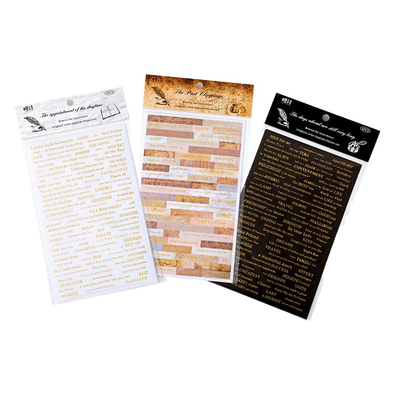 Azúcar poesía pegatinas traje entre líneas serie retro inglés dorado pegatinas diario DIY pegatinas 3