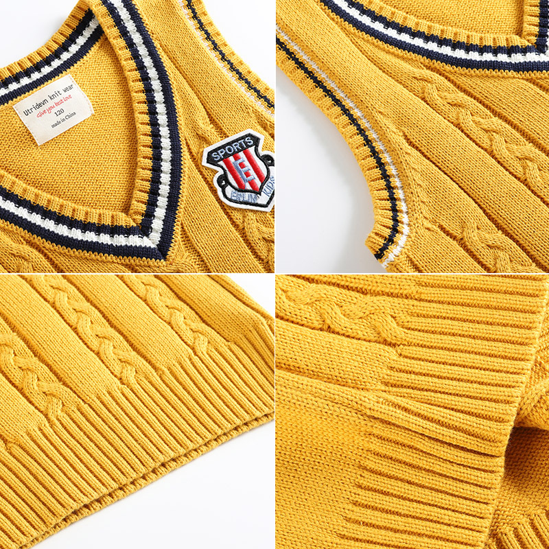 Chaleco de lana de algodón Twist niños y niñas de punto chaleco suéter medio y grande niños kindergarten uniforme escolar coreano al por mayor