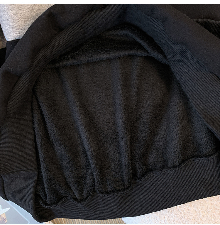 Damen Plus Velvet Pullover Winter Polo Kragen Spleiß-oberteil_voghion.com