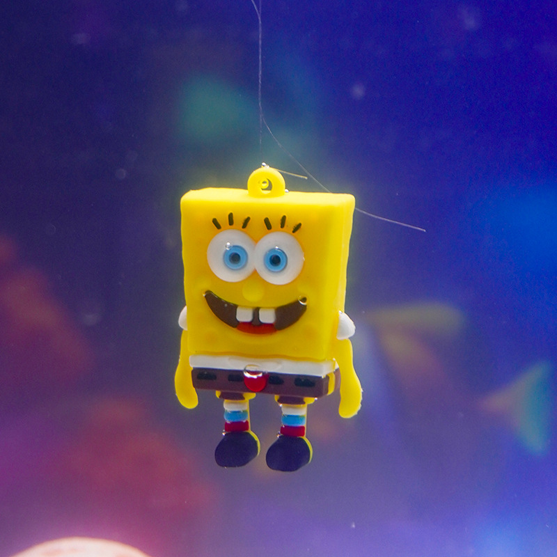 Acuario de mesa pequeña pecera decoración decoración nuevo Bob Esponja flotante muñeca de PVC creativa Pai Daxing