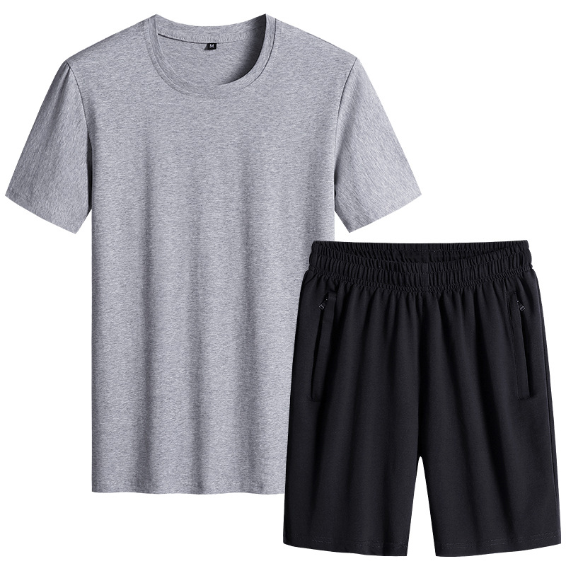 Trajes deportivos de algodón de verano para hombres delgados de mediana edad, trajes de verano para correr, trajes casuales, trajes deportivos sueltos para hombres