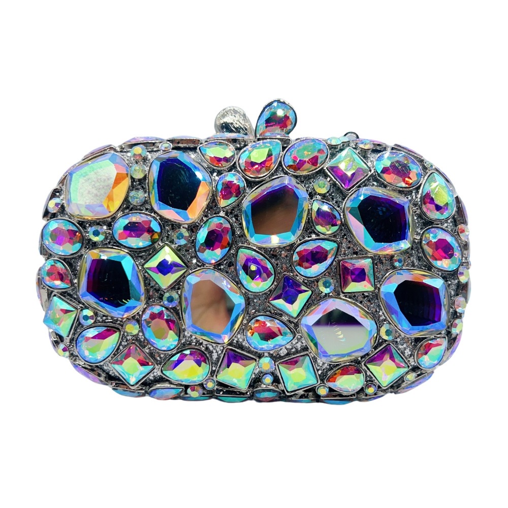Seleccione estrictamente el nuevo paquete de diamantes de cristal transfronterizo, bolsas de mano de mujer, bolsas de cena de diamantes huecas, embrague de piedra duro