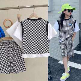 女童炸街套装潮牌夏装2026新款韩版宽松超酷拽姐运动套装夏两件套