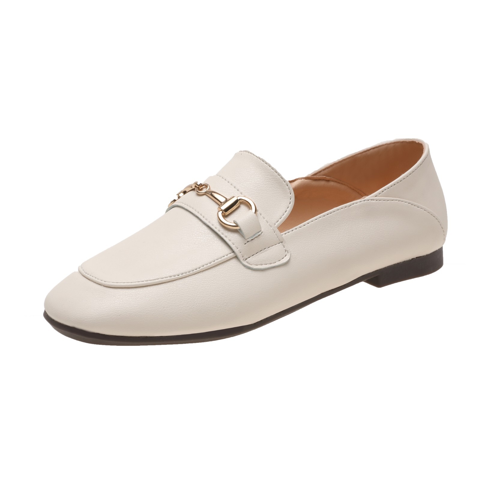 2026 primavera nueva generación de zapatos de una sola mujer nuevo pedaleo dos zapatos blancos cuadrados de cuero suave zapatos de cuero inglés