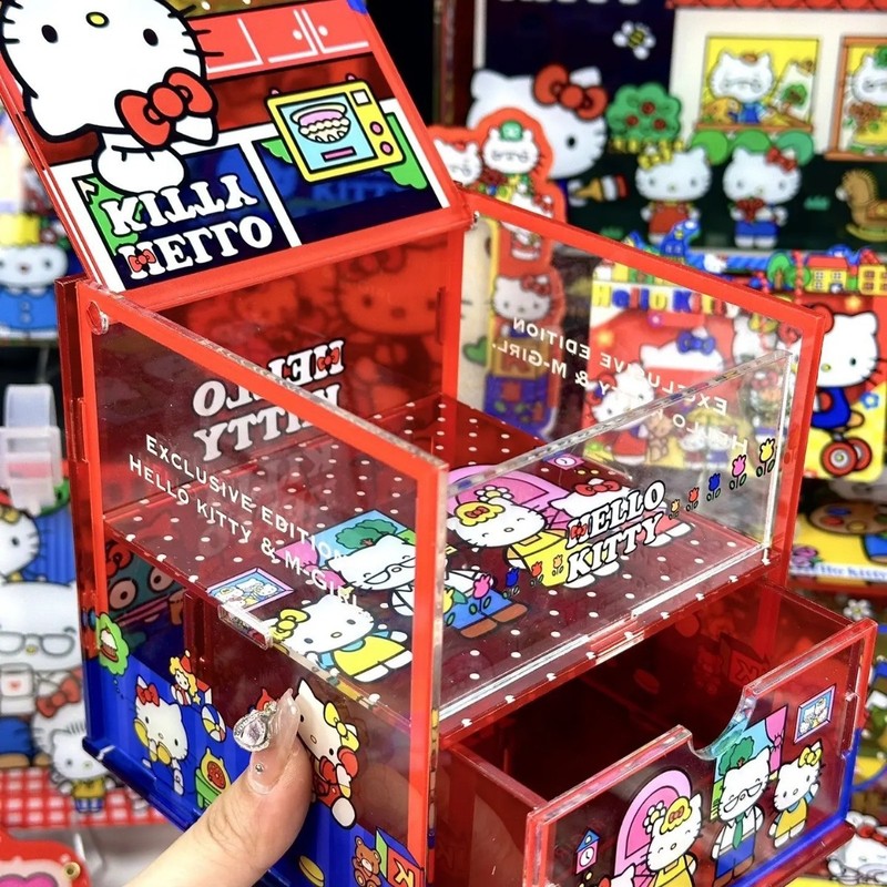 小紅書と同じかわいいハローキティ収納ボックスアクリル kt 猫キャンディボックスフリップトップデスクトップ収納ラック|undefined
