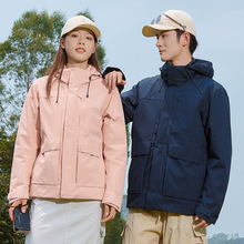 山系羽绒冲锋衣情侣可拆卸防风保暖登山服女三合一加厚工作服外套