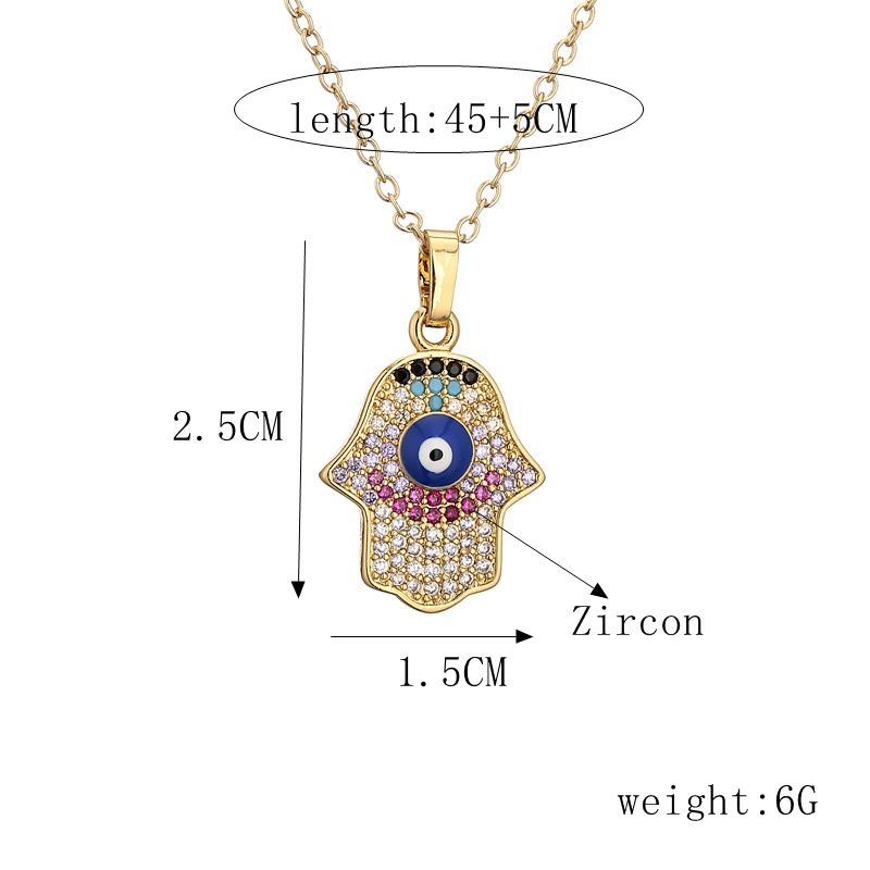 Fashion Palm Copper Pendant Necklace Inlay Zircon Copper Necklaces