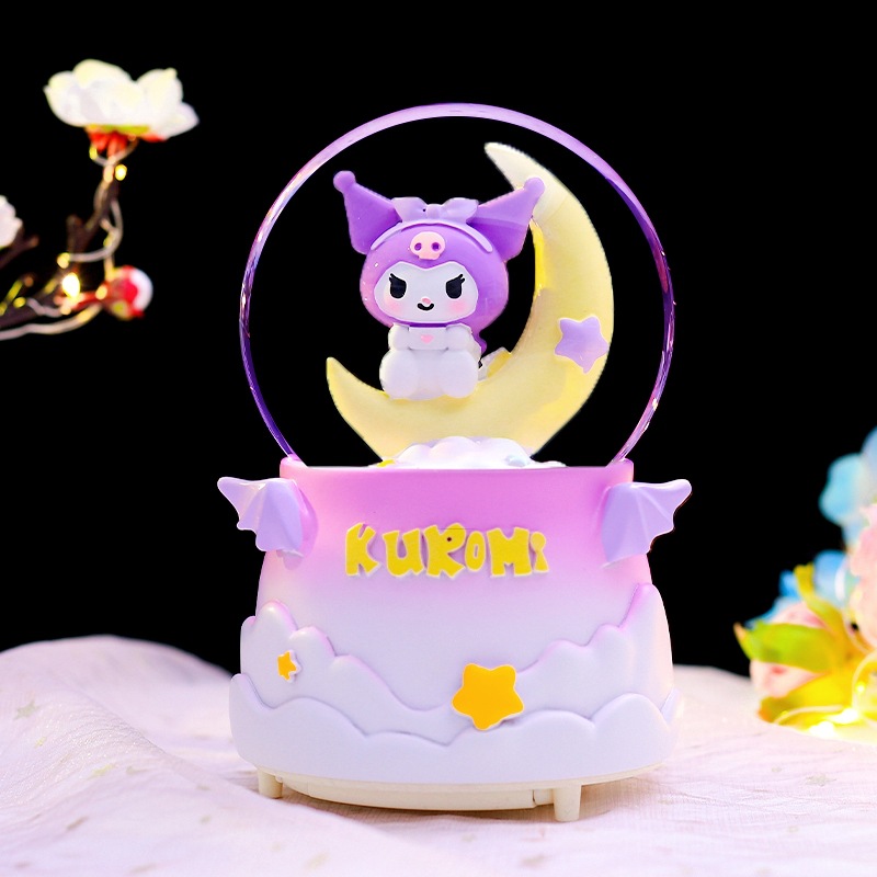 Pequeño libro rojo explosión dulce oso amarillo bola de cristal adornos luminosos giratorios caja de sonido regalos de vacaciones para niños